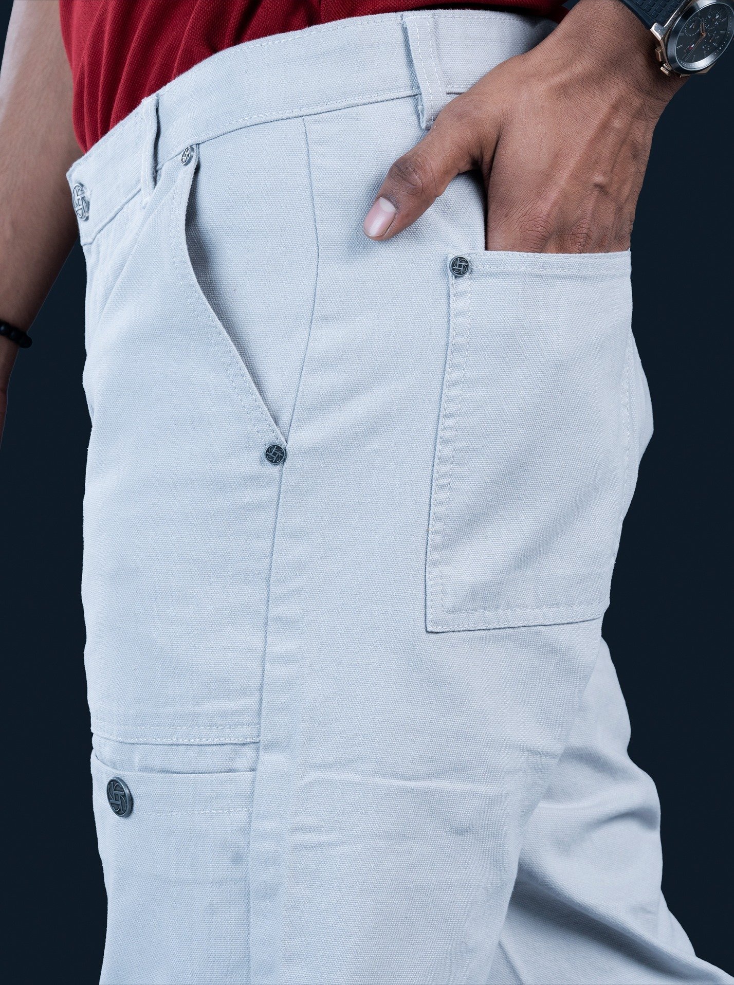 Retrox Semi Baggy Button Pocket Gray Cargo - Image 3