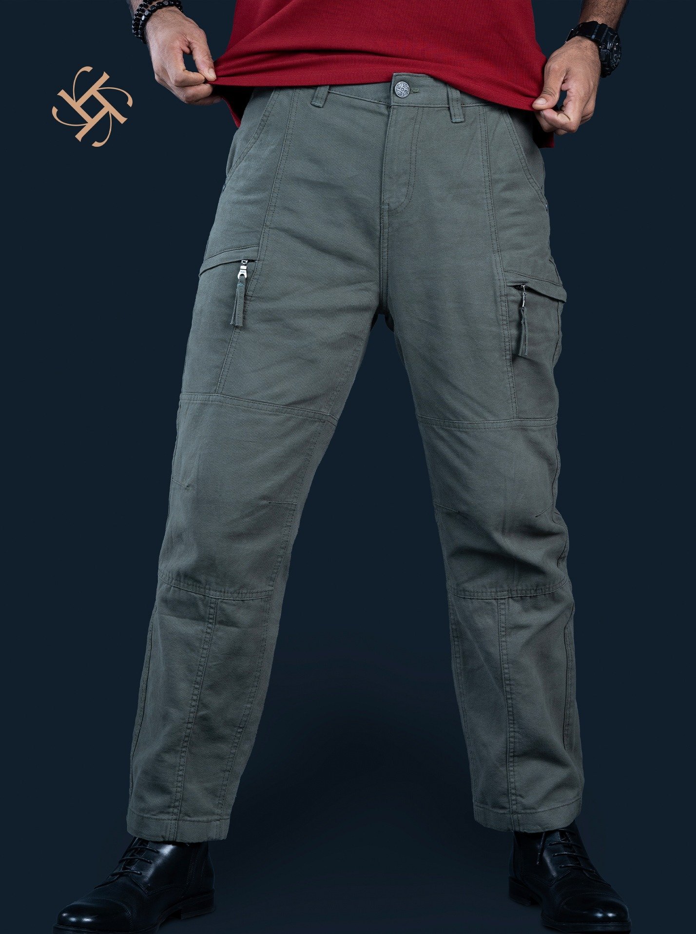 Retrox Baggy Fit Zip Pocket Cargo Olive Edition - Image 4