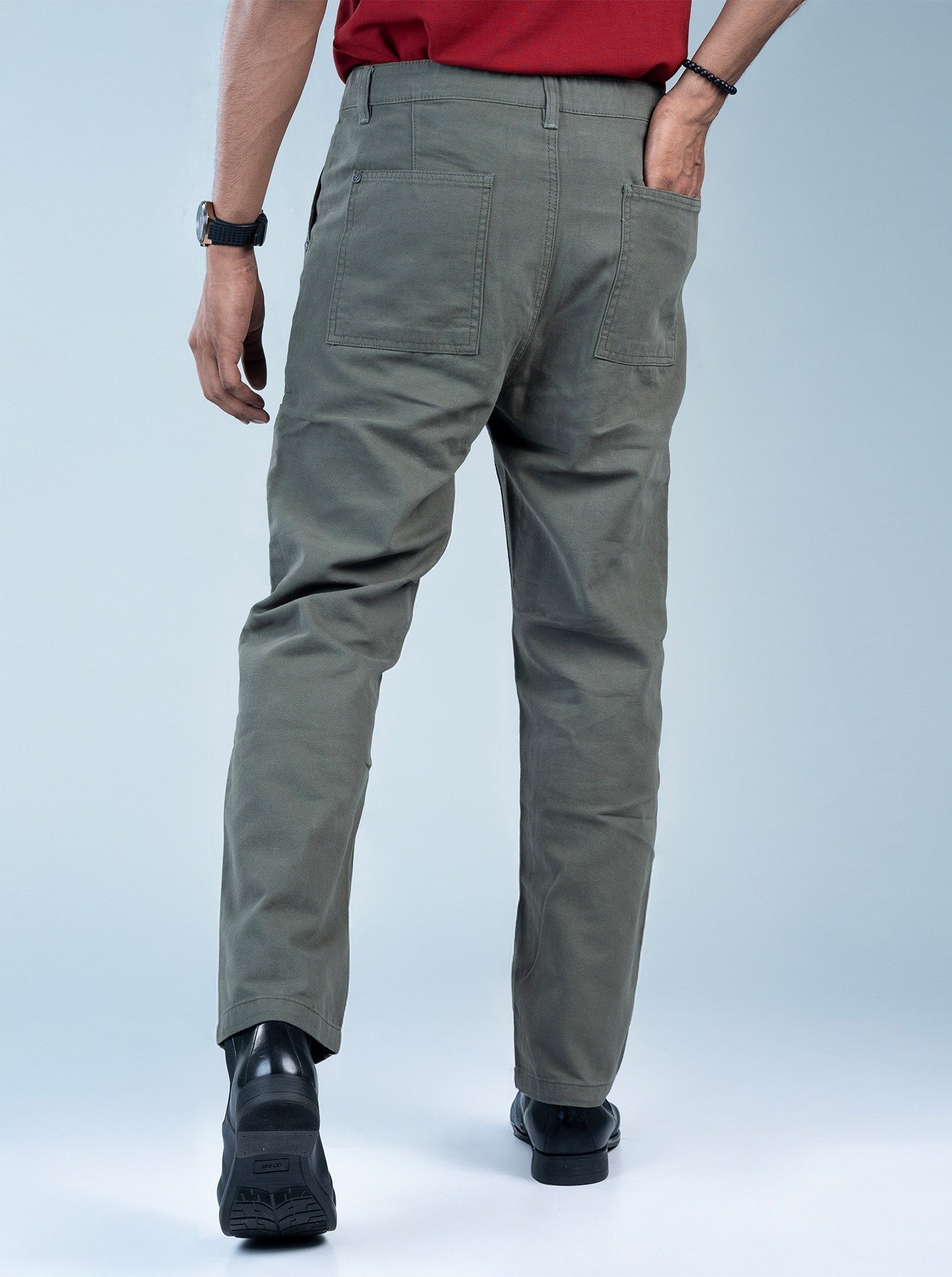 Retrox Semi Baggy Button Pocket Olive Cargo - Image 3