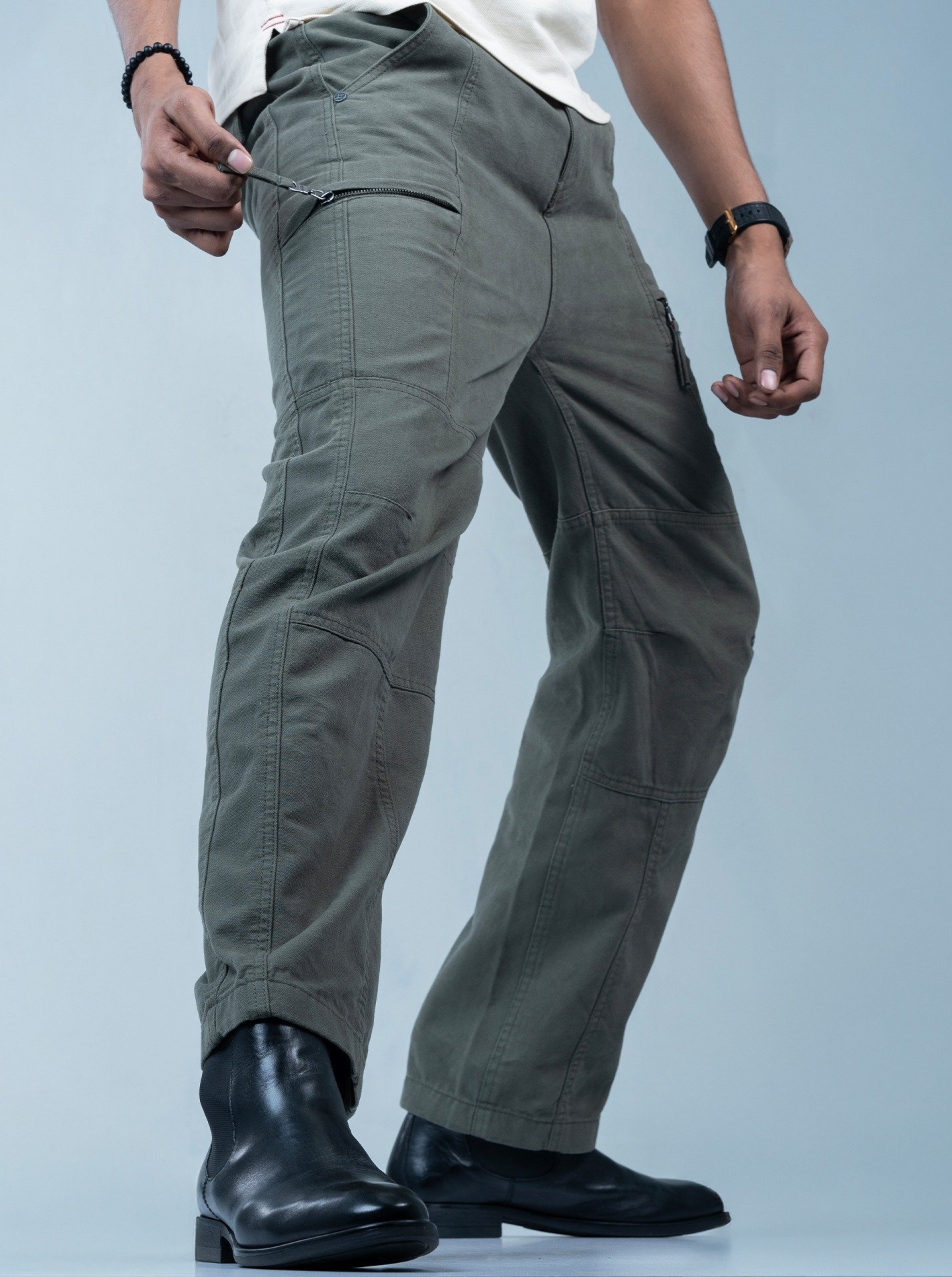 Retrox Baggy Fit Zip Pocket Cargo Olive Edition