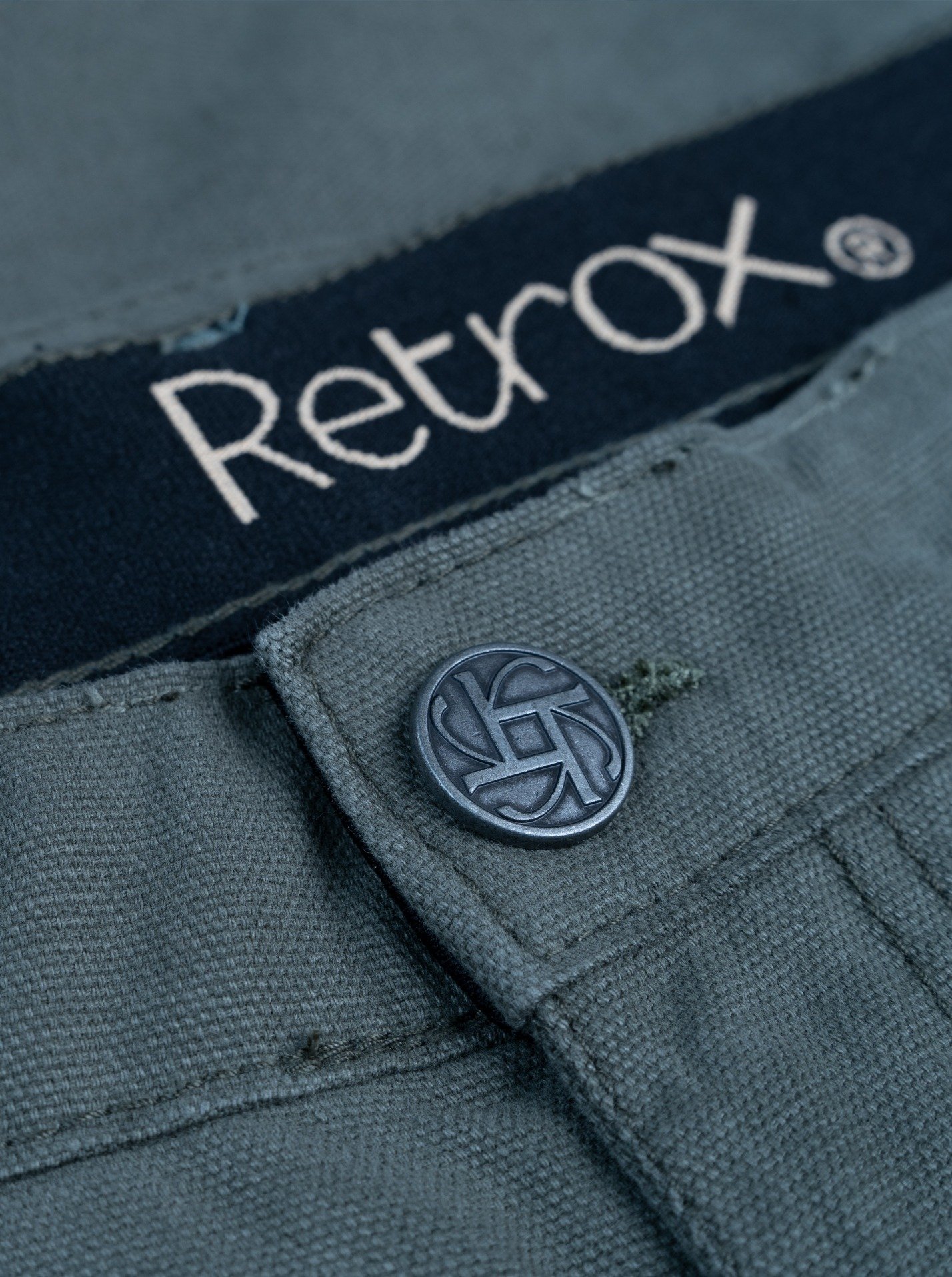 Retrox Semi Baggy Button Pocket Olive Cargo - Image 5