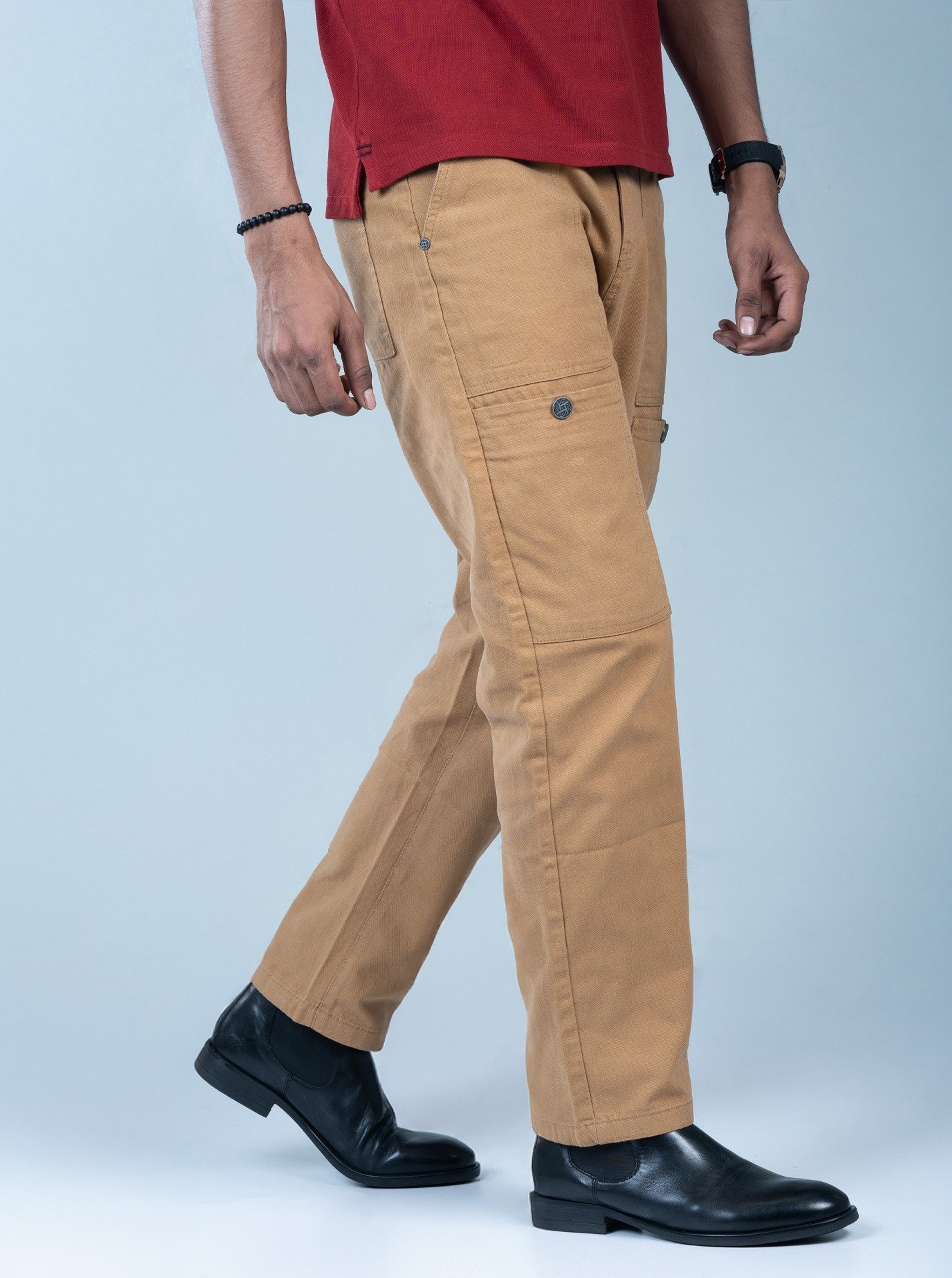 Retrox Semi Baggy Button Pocket Mustard Cargo - Image 4